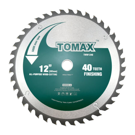 12-Inch 40 Tooth ATB Finishing Saw Blade with 1-Inch Arbor