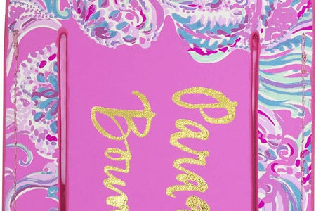 Lilly Pulitzer Leatherette Luggage Tag with Secure Strap, Colorful Suitcase Identifier for Travel