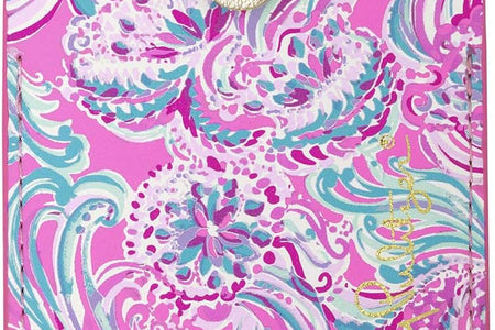 Lilly Pulitzer Leatherette Luggage Tag with Secure Strap, Colorful Suitcase Identifier for Travel