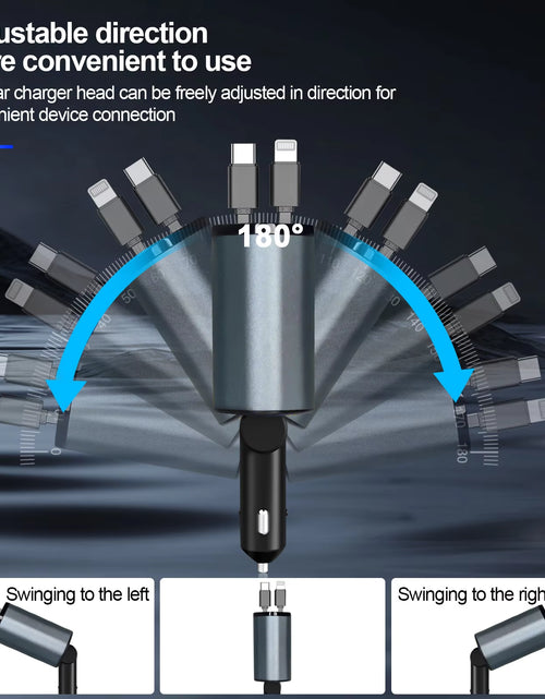 Load image into Gallery viewer, 4 in 1 Retractable Car Charger, 100W Quick Charge with 2 USB Port, Retractable Iphone Charger &amp; Tap-C Charger, Retractable Cable
