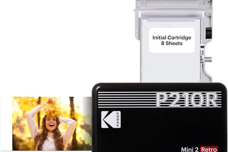 Mini 2 Retro 2.1X3.4” Portable Instant Photo Printer, Wireless Connection, Compatible with Ios, Android & Bluetooth, Real Photo, 4Pass Technology & Lamination Process, Premium Quality- Black