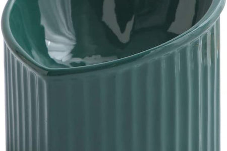 Dark Green Ceramic Raised Cat Bowls, Tilted Elevated Food or Water Bowls, Stress Free, Backflow Prevention, Dishwasher and Microwave Safe, Lead & Cadmium Free